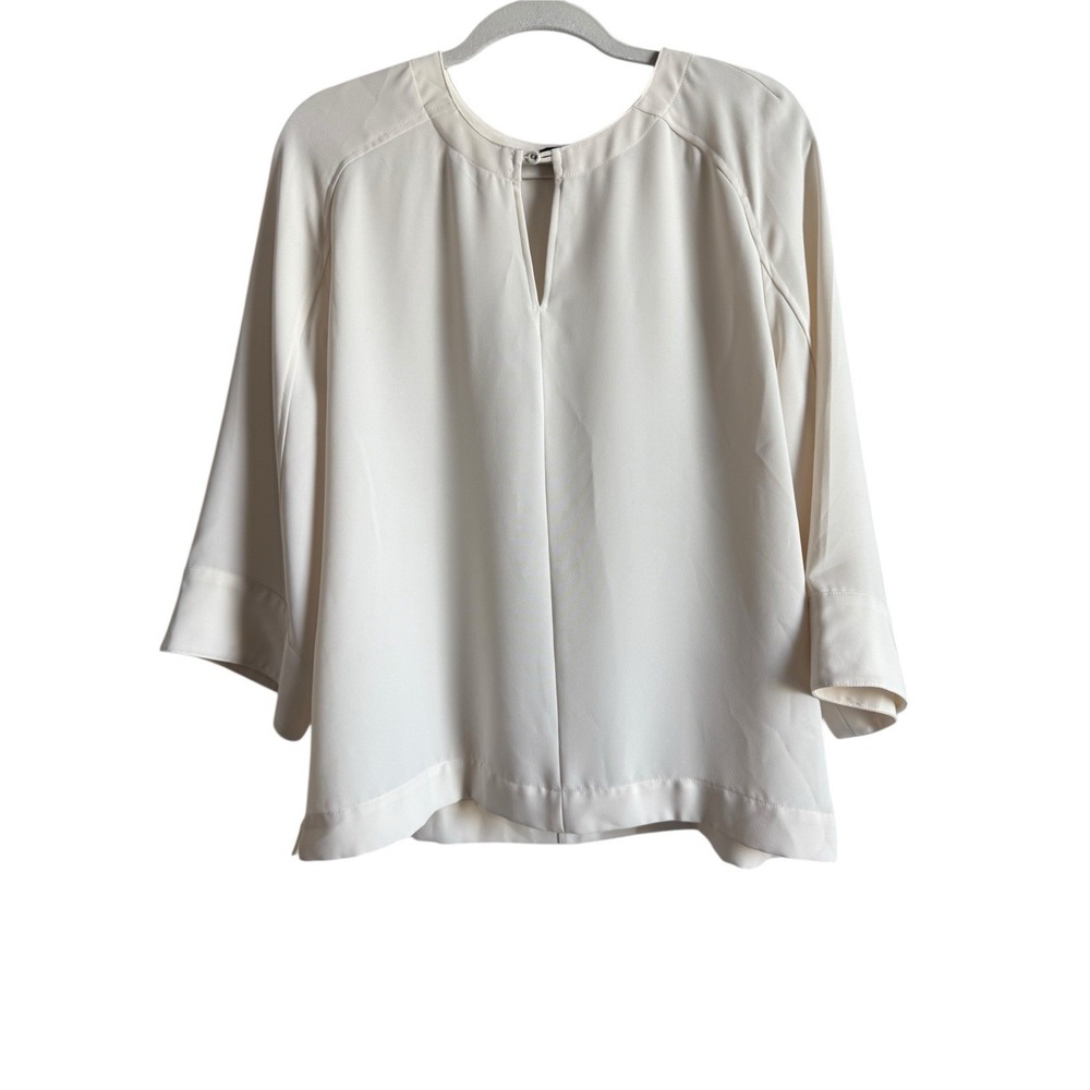 Ann Taylor Women's Wide Dolman Sleeves Ivory Top Blouse Size Large Casual Office